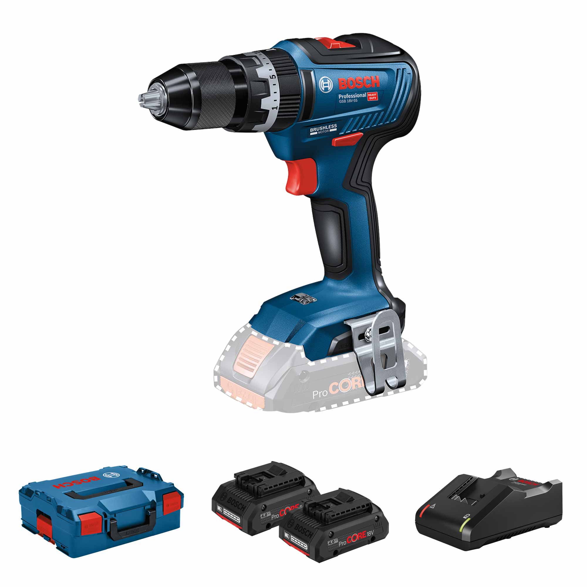 Bohrschrauber Bosch GSB 18V-55 4Ah ProCORE