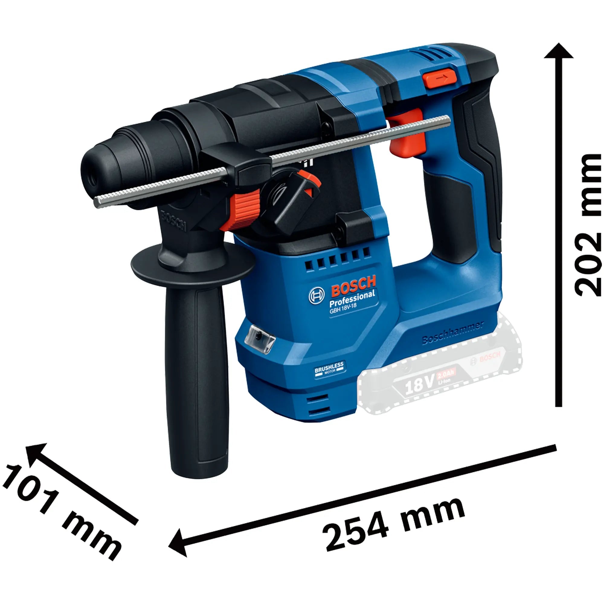 Bohrhammer Bosch GBH 18V-18 2Ah SDS Plus