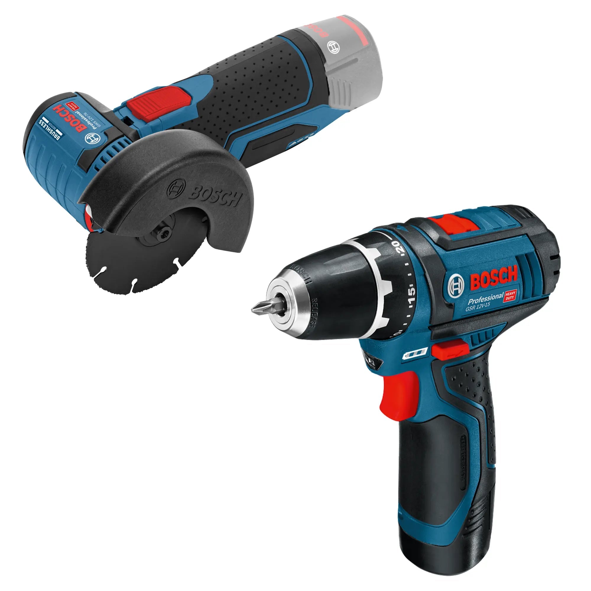 Kombi-Set Bosch Professionelles GSR 12V-15 + GWS 12V-76 12V 2Ah