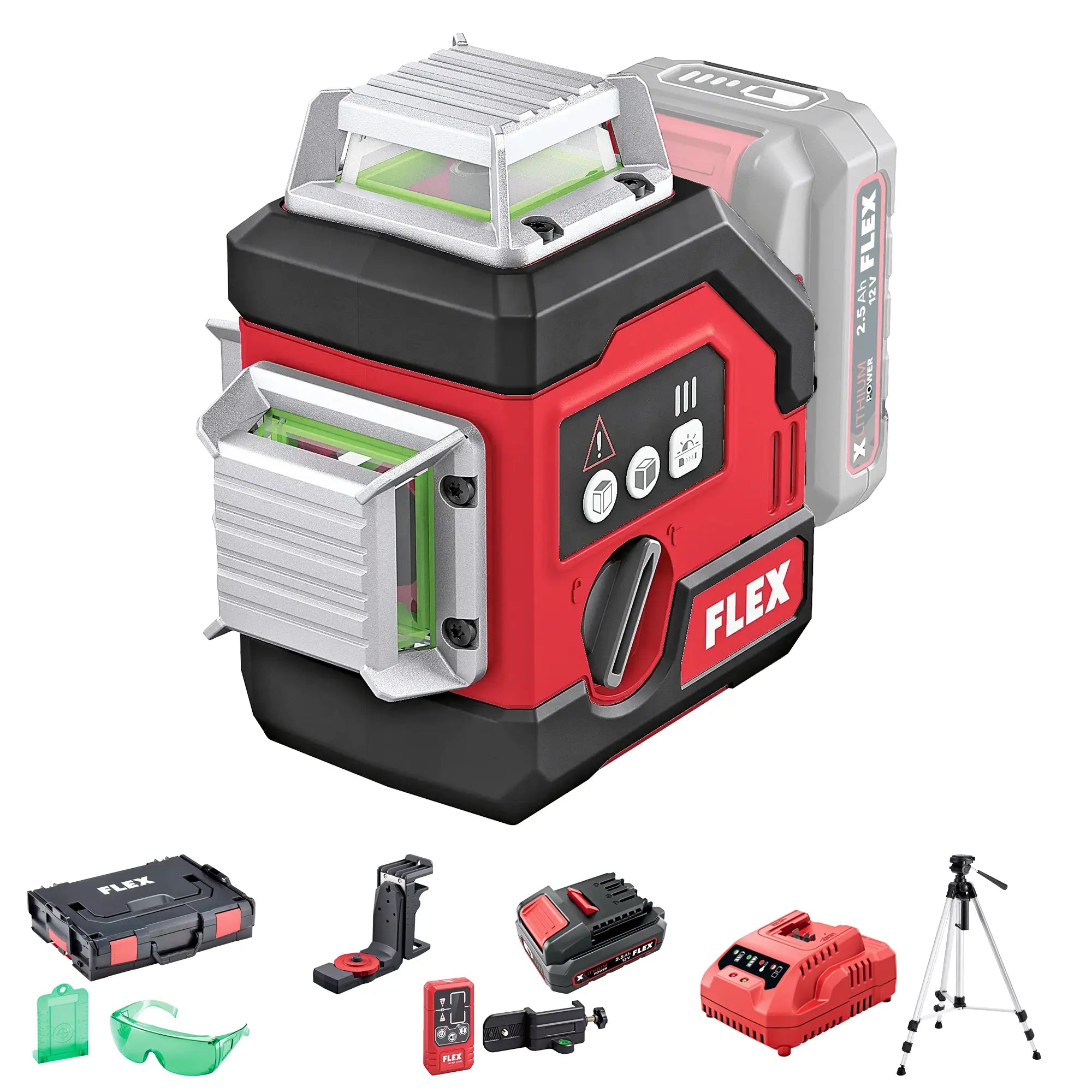 Kreuzlaser-Kit Flex ALC 3/360-G/R 12V 2,5Ah