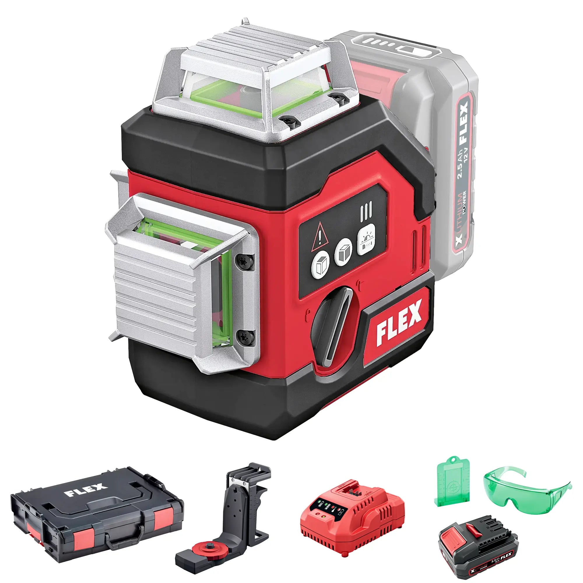Kreuzlaser Flex ALC 3/360-G/R 12 Sets 12V 2,5Ah