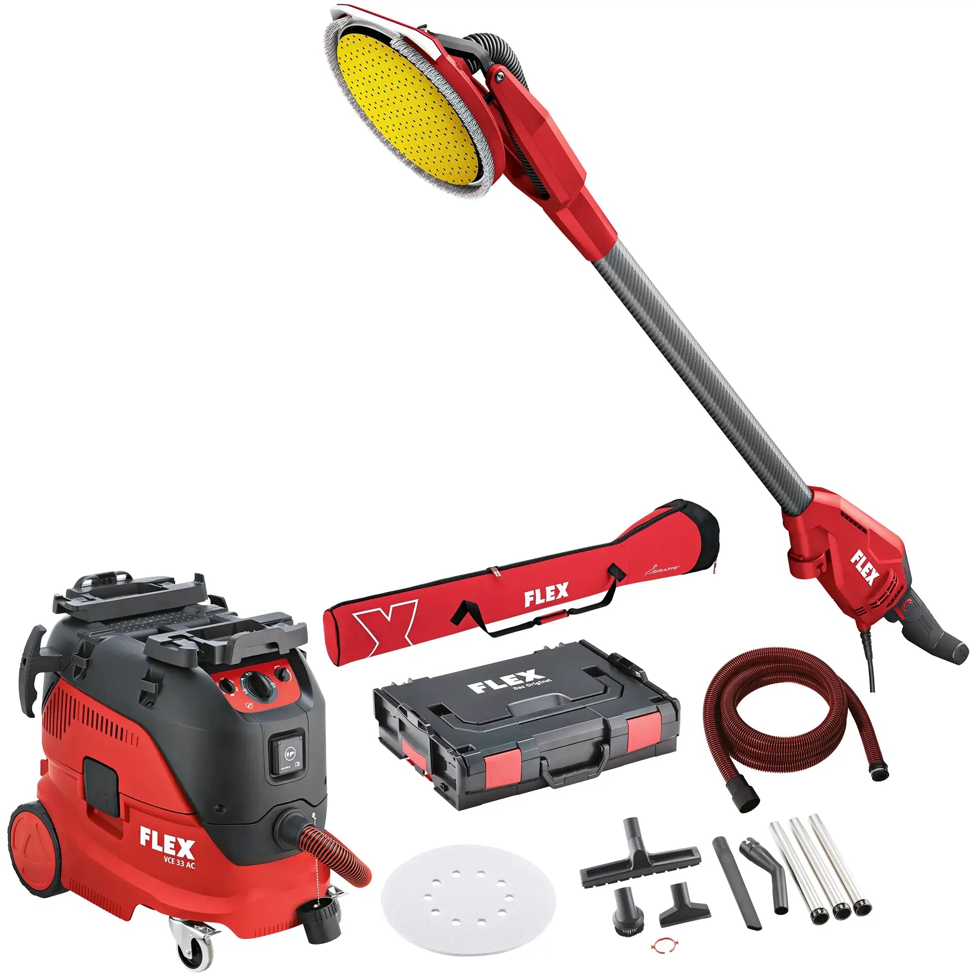 Staubsauger-Schleifgerät Flex GE 6 R-EC + VCE 33 M AC Set + Schleifpapier