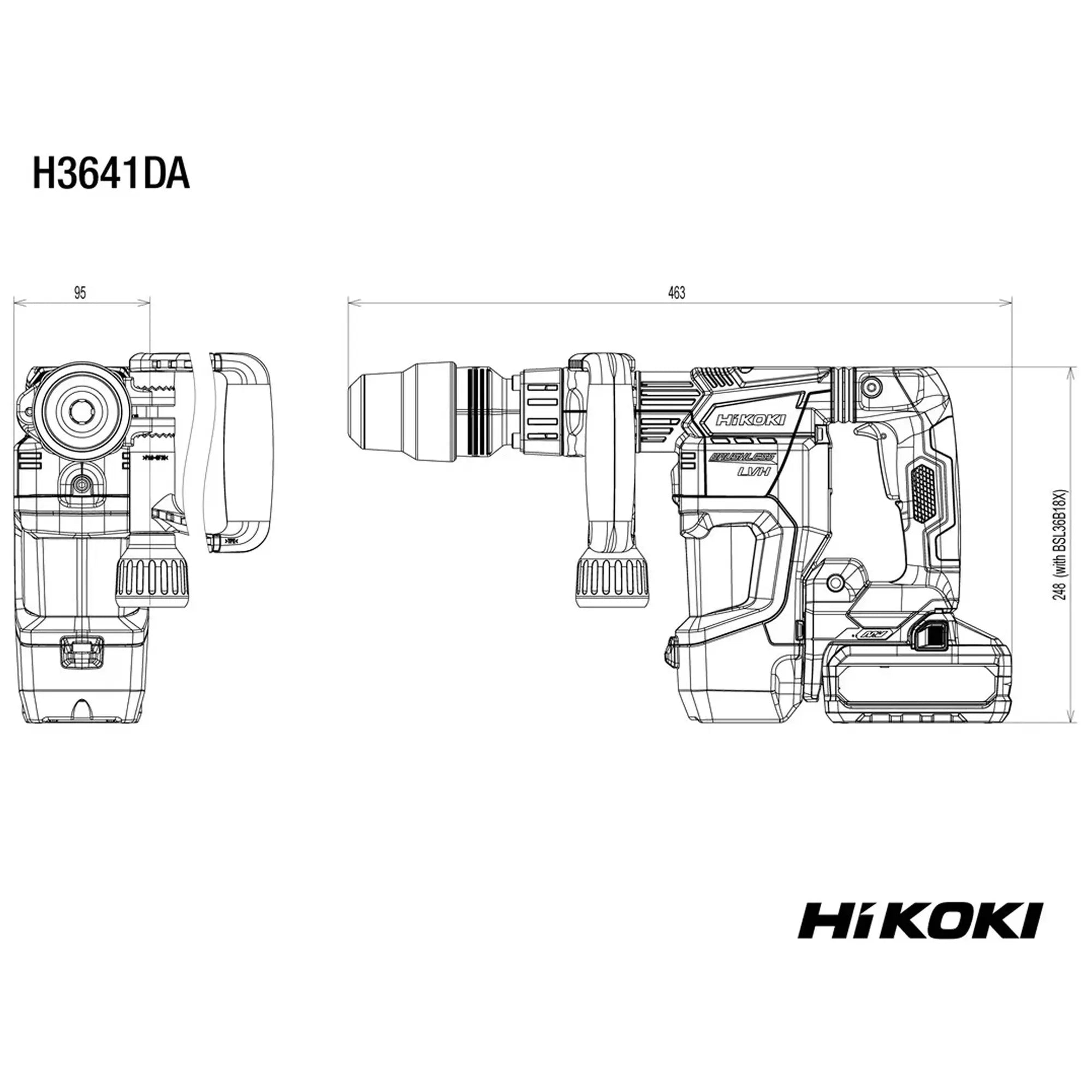 HiKOKI H3641DAW2Z SDS-max 36V Akku-Abbruchhammer