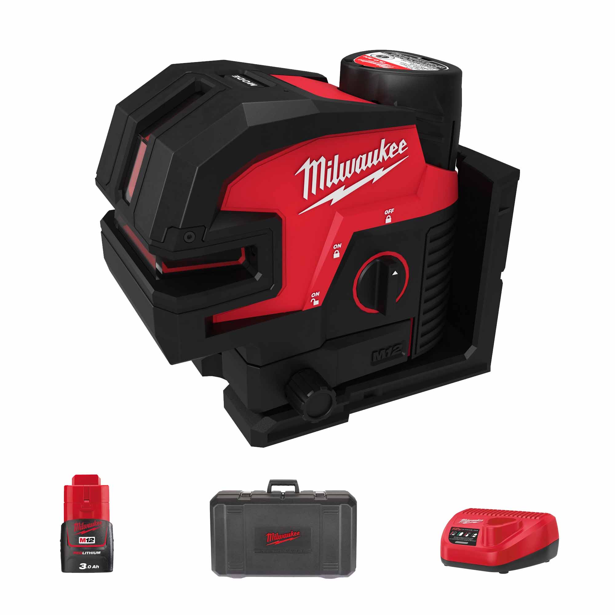 Laser-Wasserwaage Milwaukee M12 CLL4P-301C 12V 3Ah