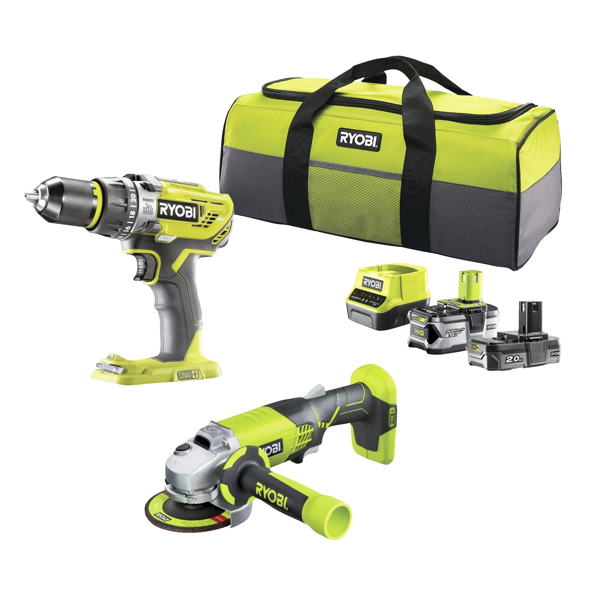 Combo Ryobi R18PDAG-242S 18 V 2 Ah
