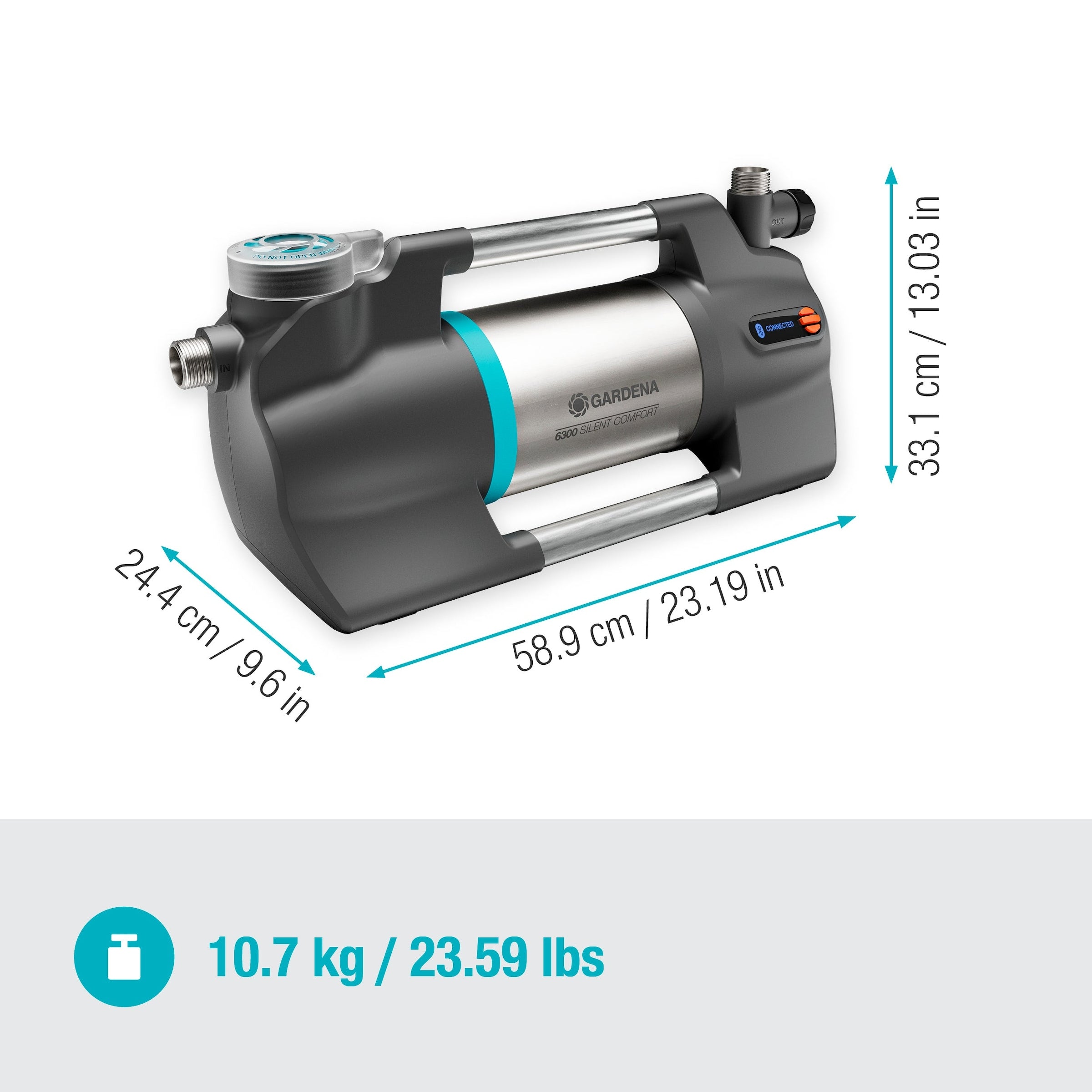 GARDENA Gartenpumpe »6300 SilentComfort« besonders geräuscharm, mit Bluetooth®, 6300 l/h, 1050 W