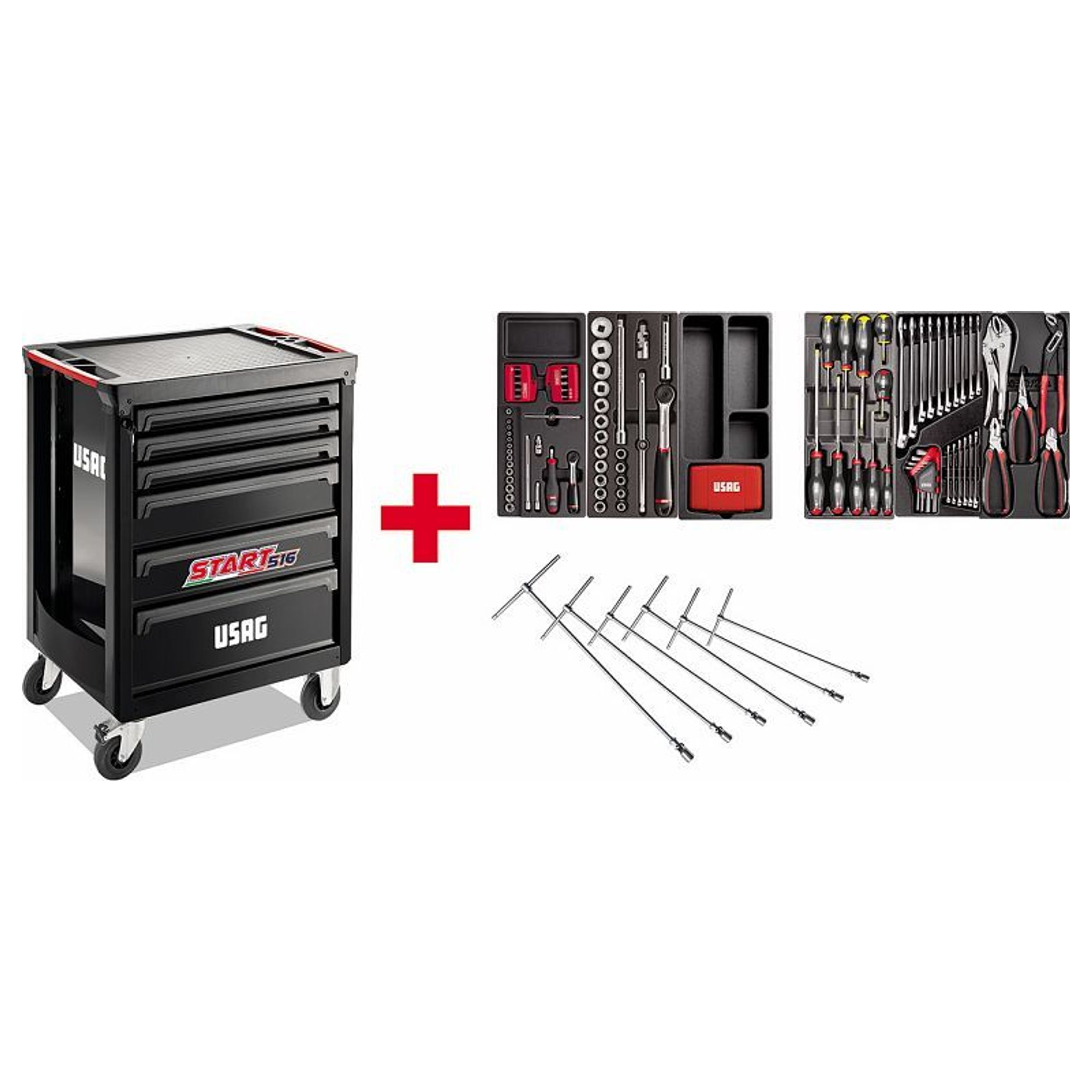 START-Wagen Usag 516 ST6NPA mit 142-teiligem Autoreparatur-Sortiment