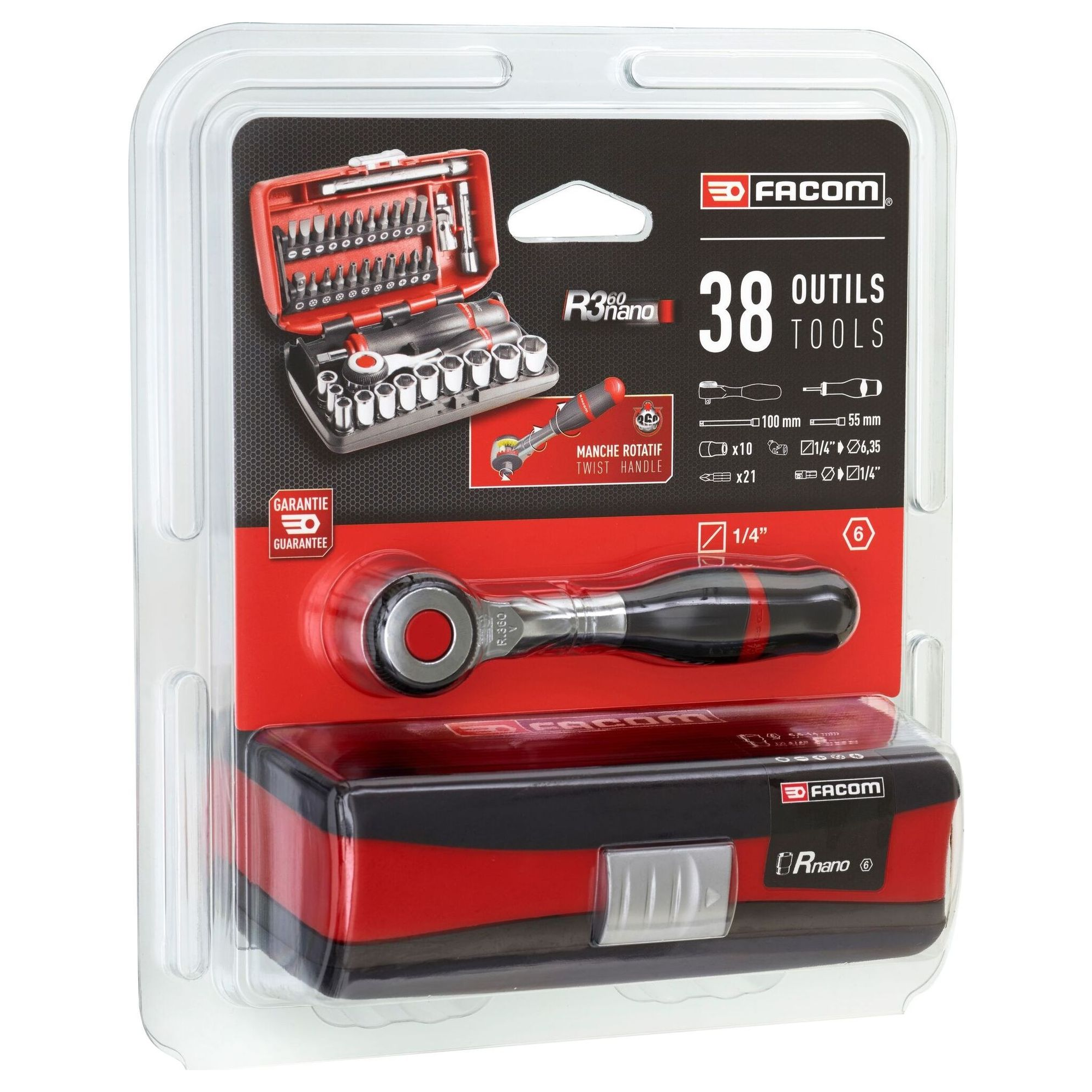 Facom R.360NANOPB 1/4" Ratschen- und Steckschlüsselsatz (38-teilig)